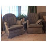 Pair Swivel Rocker Chairs, Faux Marble Table