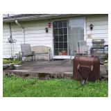 Deck Box Bench, Wheel Barrow, Grill, Patio Chairs