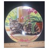 DECORATOR PLATE-CAT BY THE FLOWER POT