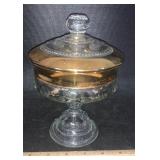 CANDY DISH W/LID-GOLD/CLEAR