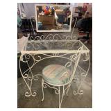 VANITY W/MIRROR & CHAIR-METAL FRAME VANITY W/MIRROR & CHAIR-METAL FRAME