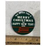 PINBACK BUTTON-MERRU CHRISTMAS & HAPPY NEW YEAR