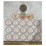VINTAGE DAIRY BOTTLE CAPS & METAL TAG-CHECK OUT