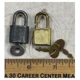 (2)MINI PADLOCKS W/KEYS-ASSORTED