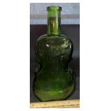 VINTAGE GREEN GLASS VIOLIN BOTTLE VASE