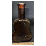 VINTAGE AMBER BROWN GLASS VIOLIN BOTTLE