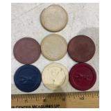 (7)VINTAGE POKER CHIPS-NOT PLASTIC