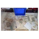 PLASTIC TOTE W/ASSORTED PAPER ITEMS-BANK CHECKS &