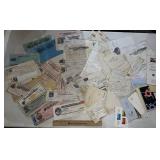 PLASTIC TOTE W/ASSORTED PAPER ITEMS-BANK CHECKS &