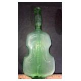 VINTAGE DELL GLASS GREEN VIOLIN CELLO BOTTLE VASE