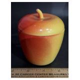 HAZEL ATLAS GLASS-RED/YELLOW APPLE SUGAR DISH W/