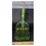 VINTAGE GREEN GLASS WALL HANGING VIOLIN BOTTLE