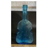 VINTAGE LIGHT BLUE GLASS VIOLIN BOTTLE VASE