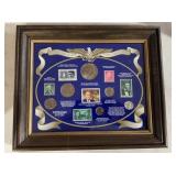 FRAMED DECOR-COINS & STAMPS