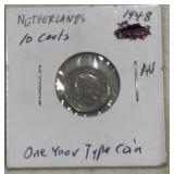 1948 NETHERLANDS "10-CENT" **ONE YEAR TYPE COIN**