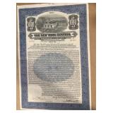 VINTAGE RAILROAD STOCK CERTIFICATE-'THE NEW YORK