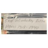 (5) 'DIFFERENT' VINTAGE WHISKEY BOTTLE LABELS-