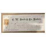 VINTAGE BANK CHECK-DATED '1869'/C.W. SMITH & CO.
