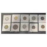 (10) 'FOREIGN' COINS (IN 2x2's)