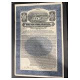 VINTAGE RAILROAD STOCK CERTIFICATE-'THE NEW YORK