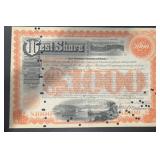 VINTAGE RAILROAD STOCK CERTIFICATE-'WEST SHORE