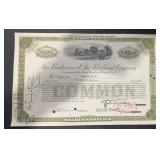 VINTAGE RAILROAD STOCK CERTIFICATE-'THE BALTIMORE