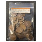 (BAG OF 50) 1940-58-P&D LINCOLN WHEAT BACK CENTS