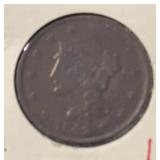 1842 U.S.A. 'LARGE' ONE CENT COIN ***BRAIDED HAIR