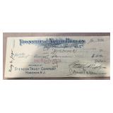 VINTAGE BANK CHECK-DATED '1919'/'TOWNSHIP OF NORTH