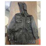 LEATHER JACKET W/ATTACHED HOOD-SIZE 'L'