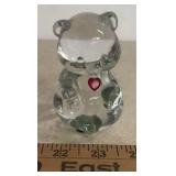GLASS PAPERWEIGHT/'BEAR W/RED HEART'-APPROX. 3'