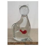 GLASS PAPERWEIGHT/'BEAR W/RED HEART'-APPROX. 6'
