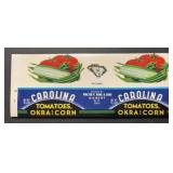 (25 COUNT)VINTAGE CAN LABEL-'CAROLINA'