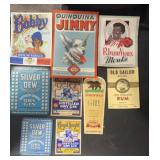 (9) 'DIFFERENT' VINTAGE 'LIQOUR' BOTTLE LABELS-