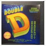 (5 COUNT)VINTAGE CRATE LABEL-'DOUBLE D'