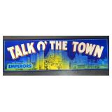 (5 COUNT) VINTAGE CRATE LABEL-'TALK O' THE TOWN'