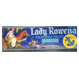 (6 COUNT) VINTAGE CRATE LABEL-'LADY ROWENA'