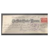 VINTAGE 'CANCELLED' BANK CHECK W/STAMP-DATED 1899