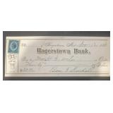 VINTAGE 'CANCELLED' BANK CHECK W/STAMP-DATED 1881