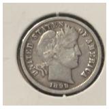 1899 BARBER DIME (90% SILVER) (GOOD-6) ***ASW