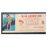 VINTAGE INK BLOTTER-'S&M LAMP CO.'