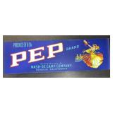 (5 COUNT) VINTAGE CRATE LABEL-'PEP'