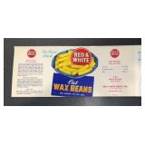 (5 COUNT) VINTAGE CAN LABEL-'RED & WHITE'