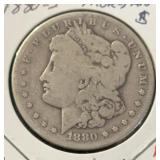1880-S MORGAN SILVER DOLLAR (90% SILVER) (GOOD+)