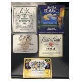(5) 'DIFFERENT' VINTAGE 'WINE' BOTTLE LABELS-