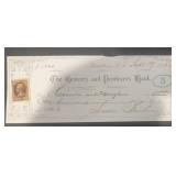 VINTAGE 'CANCELLED' BANK CHECK W/STAMP-DATED 1873
