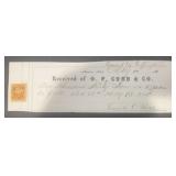 VINTAGE RECEIPT W/STAMP-DATED 186?