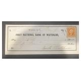 VINTAGE 'CANCELLED' BANK CHECK W/STAMP-DATED 186?