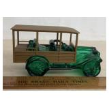 'AVON' GLASS PERFUME BOTTLE-GREEN CAR/EMPTY