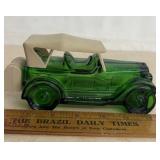'AVON' GLASS PERFUME BOTTLE-GREEN CAR/EMPTY